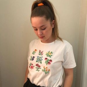 Embroidered Floral Tee